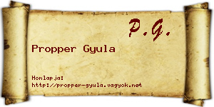 Propper Gyula névjegykártya